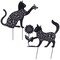 Set of 2 Black Cat Garden Stake Silhouettes for Lawn Decor, Gifts, Decorative Outdoor Metal Animal Statues for Yard